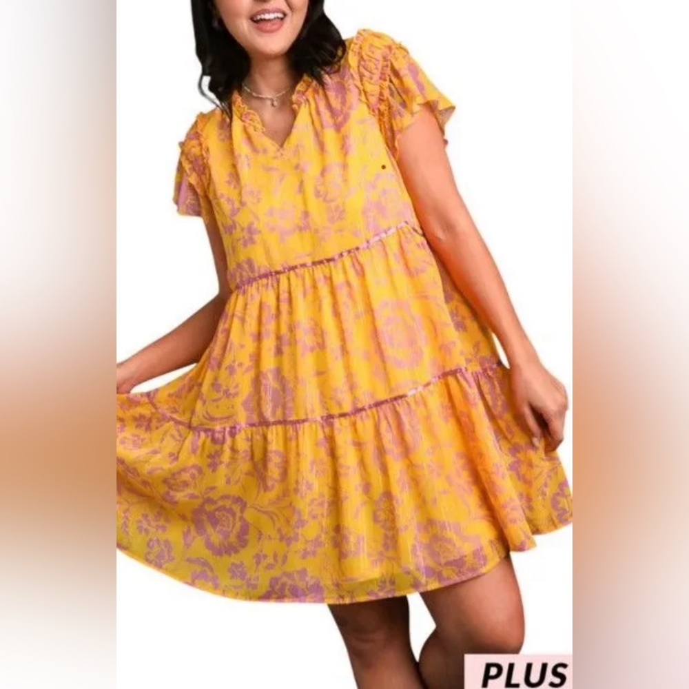Umgee Yellow Floral Dress